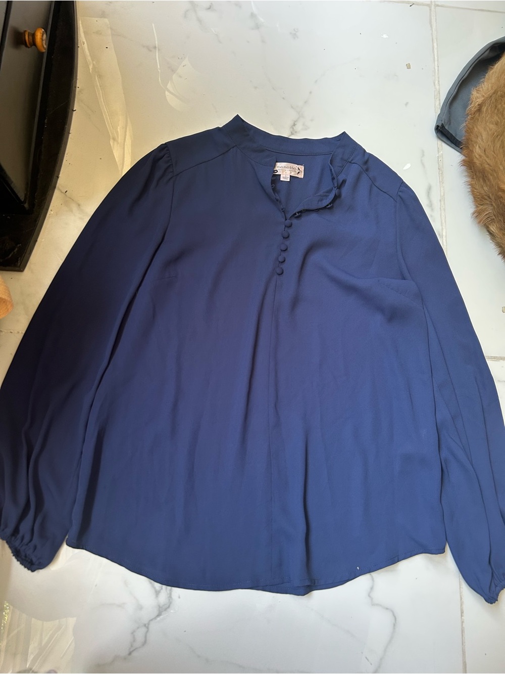 Nanette Lepore Royal Blue Button-Front Blouse